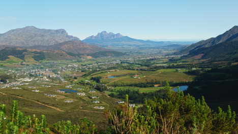 slider view over lush franschhoek valley landscape surrounded by mountains