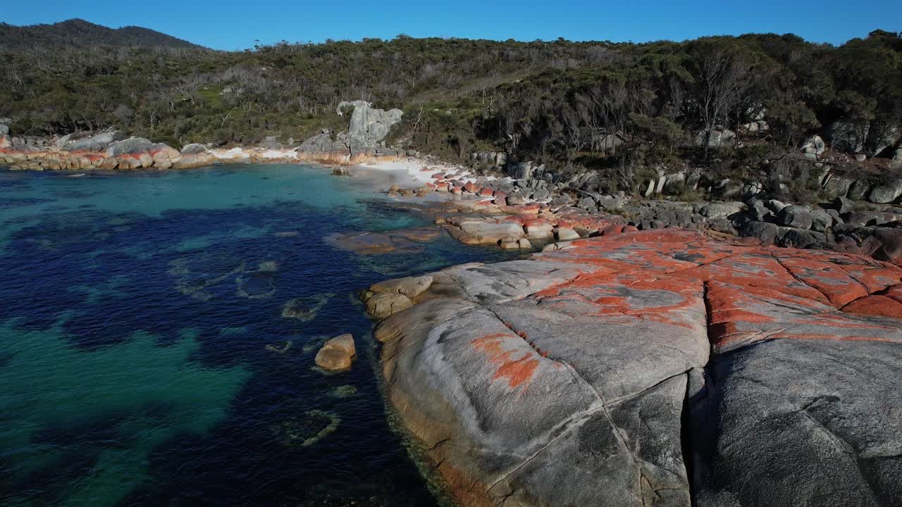 Granite Rocks At Cosy Corner North In Tasmania, Australia - Aerial Pullback