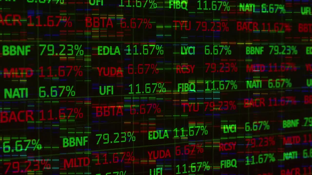 Elaborazione dati del mercato azionario su sfondo nero