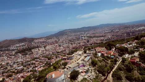 A-cinematic-aerial-drone-shots-view-of-Barcelona's-cityscape