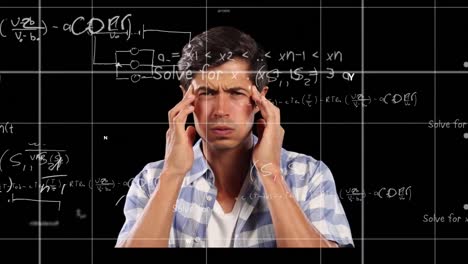 animación de ecuaciones matemáticas sobre el pensamiento del hombre estresado