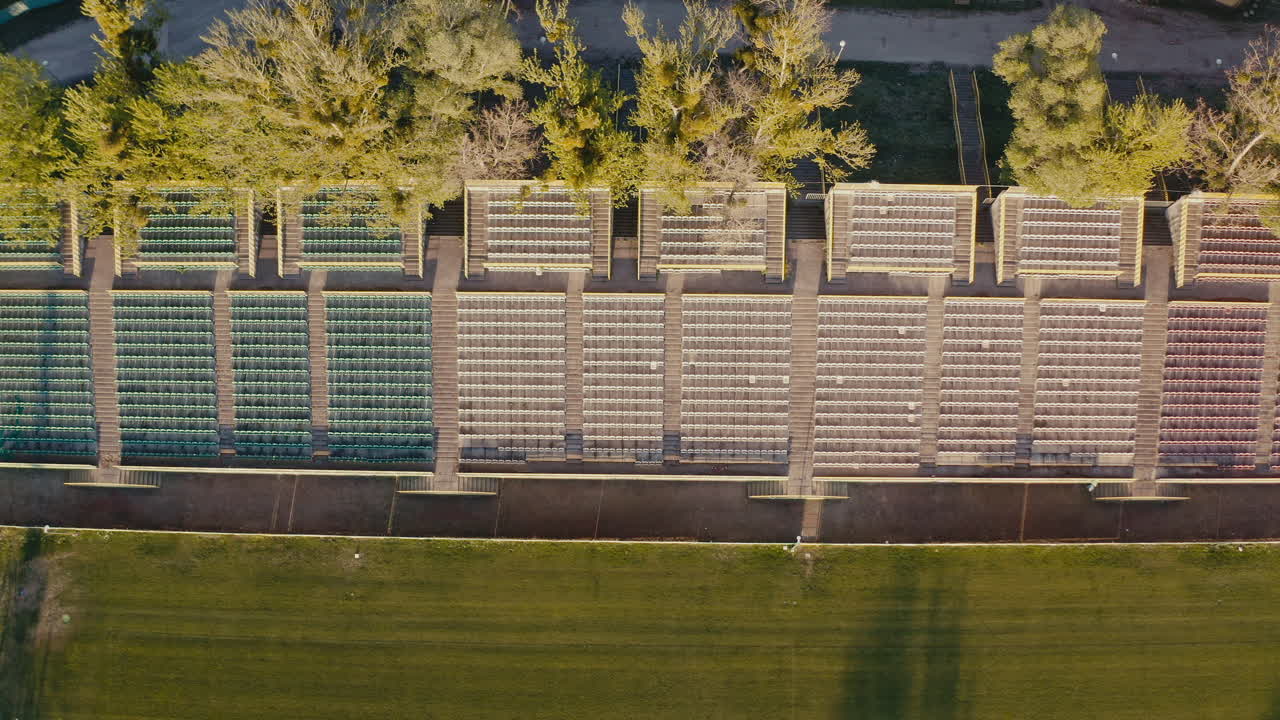 Aerial View of Empty Stadium Grandstand