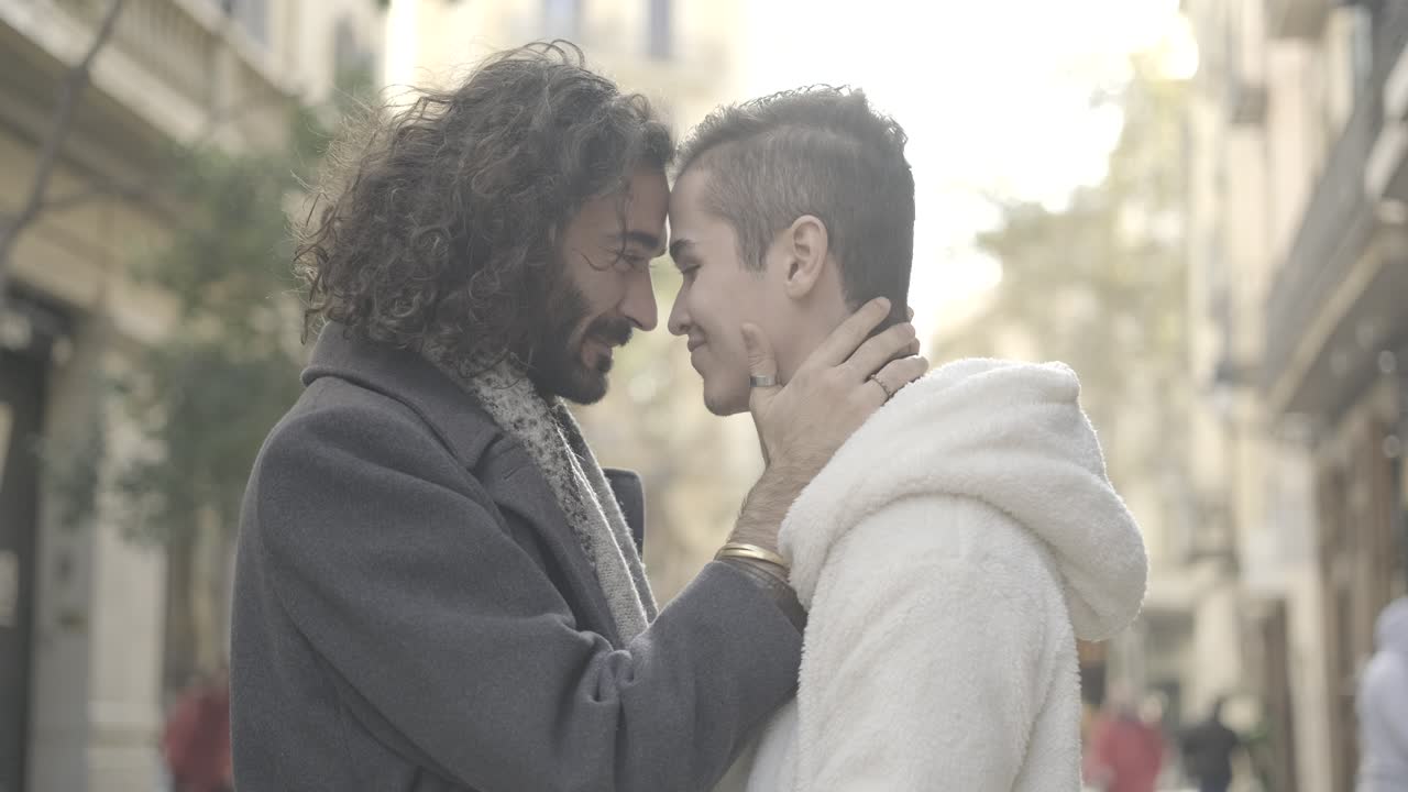 Affectionate Couple Embracing in the City