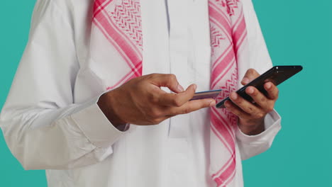 muslim man adding card information
