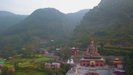 view of statue temple of guru padmasambhava, kathmandu valley, nepal - october 16, 2017