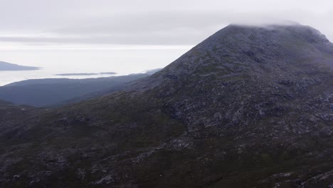 drone shot of the clisham mountain on the isle of harris, part of the outer hebrides of scotland