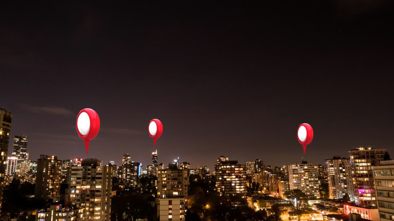 pines de ubicación sobre el paisaje urbano