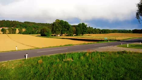 beautiful meadow with a rainbow in the sky