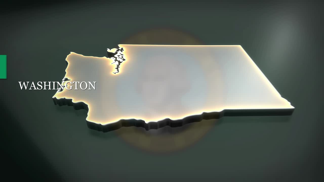 워싱턴의 3d 애니메이션 지도