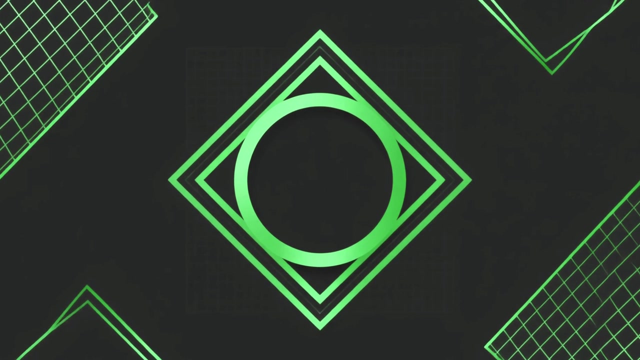Abstract Retro Neon Green Geometric Shapes Animation