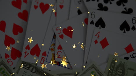 animation of moving stars over cards and banknotes