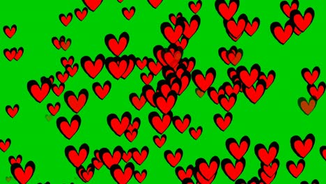 love hearts sign symbol icons animation cartoon on green screen for valentine's day concept or mother's day 4k video motion graphics