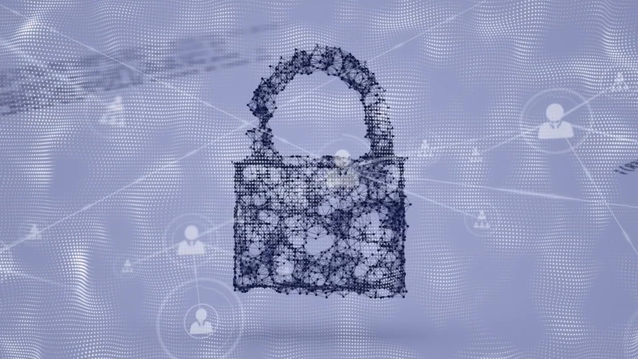 Анимация обработки данных и замка на белом фоне