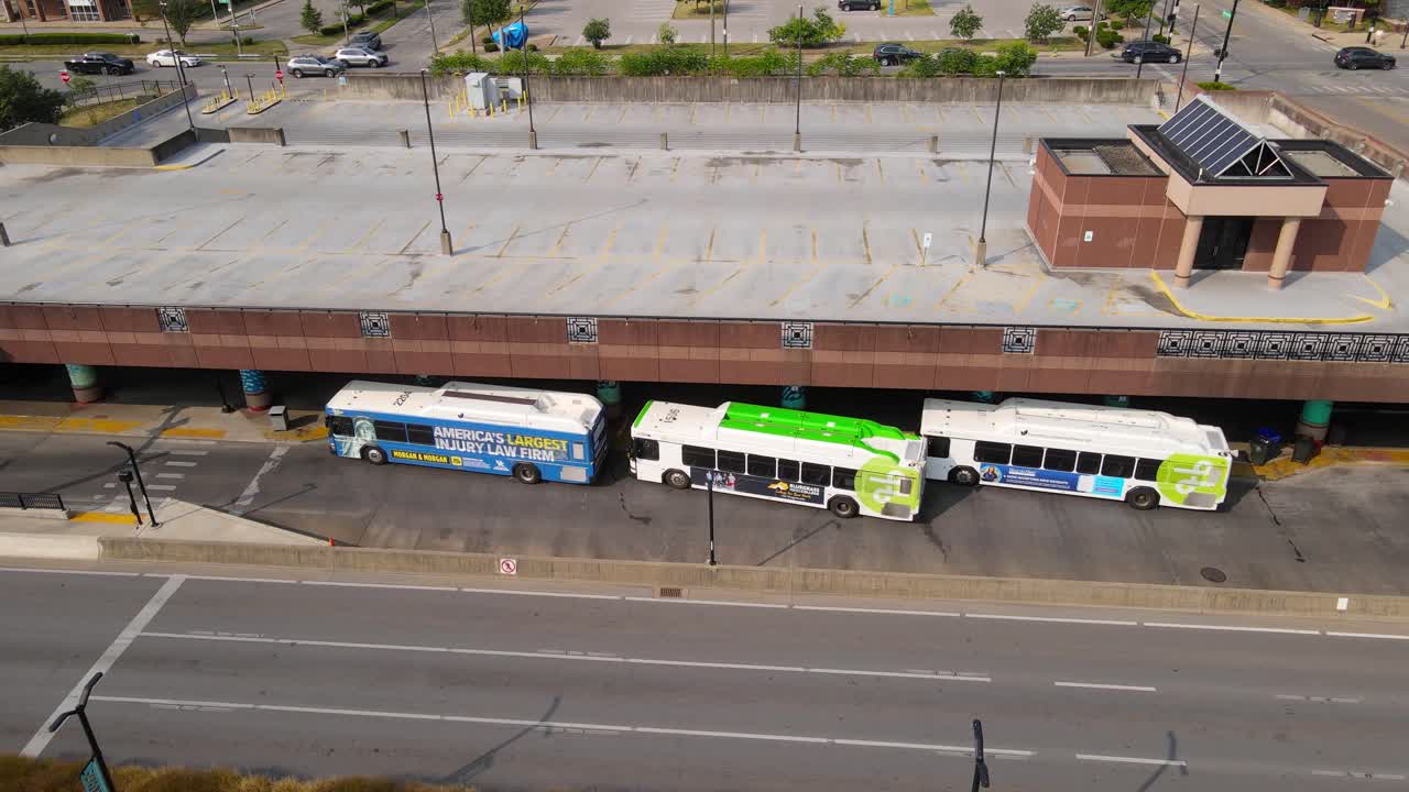 Aerial View of a Bus Station and Parking Garage