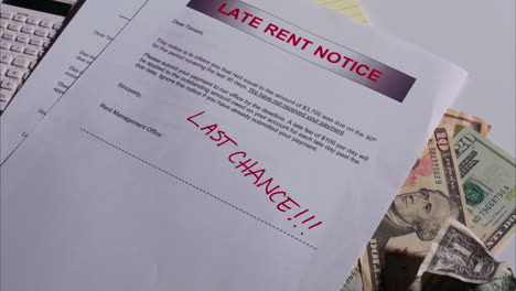 rent increase, late payment and eviction notice fall down one by one