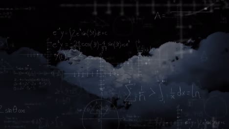 animación de ecuaciones matemáticas sobre nubes