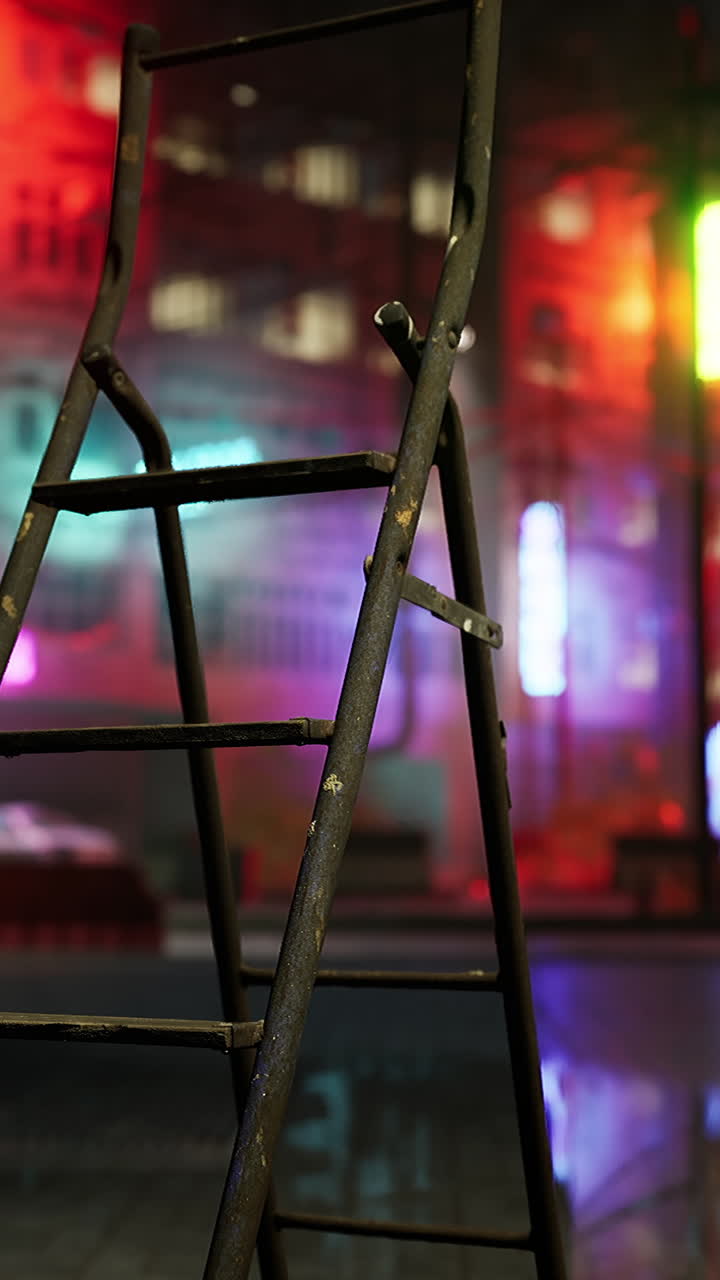 escalera de metal oxidada en un entorno urbano