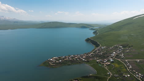 peaceful tabatskuri town located on a semi-island by the volcanic-formed lake