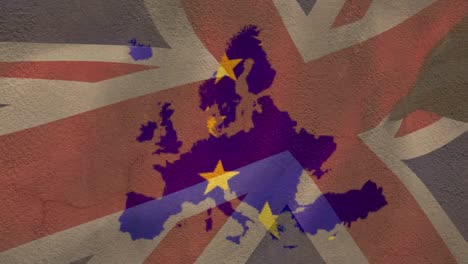 mapa de la ue hecho de bandera de la ue contra bandera de los estados unidos