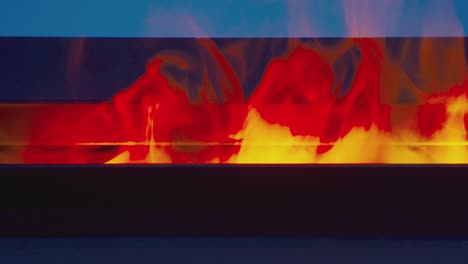 hogar de fuego eléctrico artificial con luz de fondo brillante de primer plano