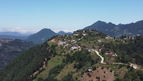 scenic landscape of zacatlan in the middle of the mountains, puebla, mexico, drone shot