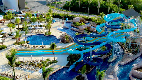 aerial view of aqua park in luxury tropical resort in punta cana, dominican republic