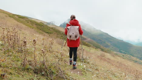 woman hiking in mountains