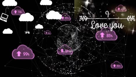 Dieses-Video-Zeigt-Eine-Reihe-Rosafarbener-Digitaler-Wolken-Mit-Hochladenden-Animationen-Auf-Schwarzem-Hintergrund