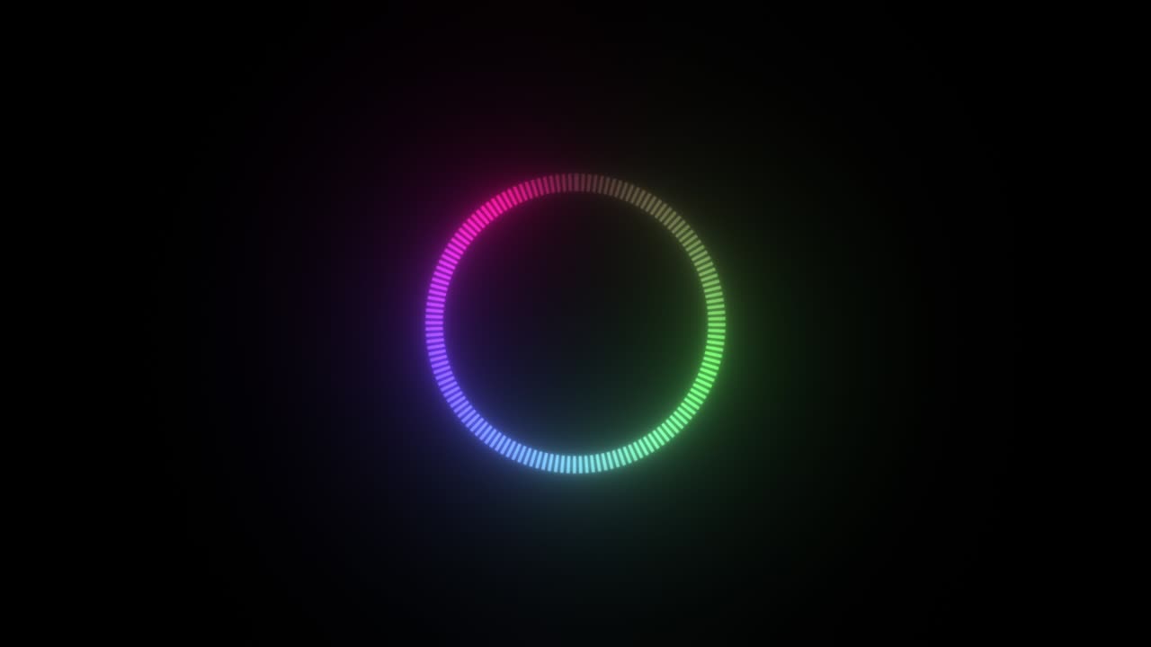 icono de círculo de carga en fondo negro. buffering spinner descarga o carga progreso. colorido arco iris cargador anillo