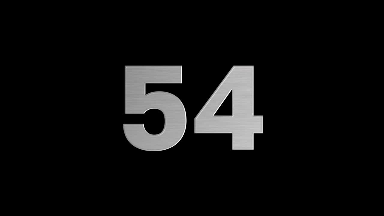 Countdown timer for 60 to 0 seconds. Numbers change, increasing and decreasing. Samba color, shade of silver. Background Alpha channel. Concept - counter time, waiting for an event.