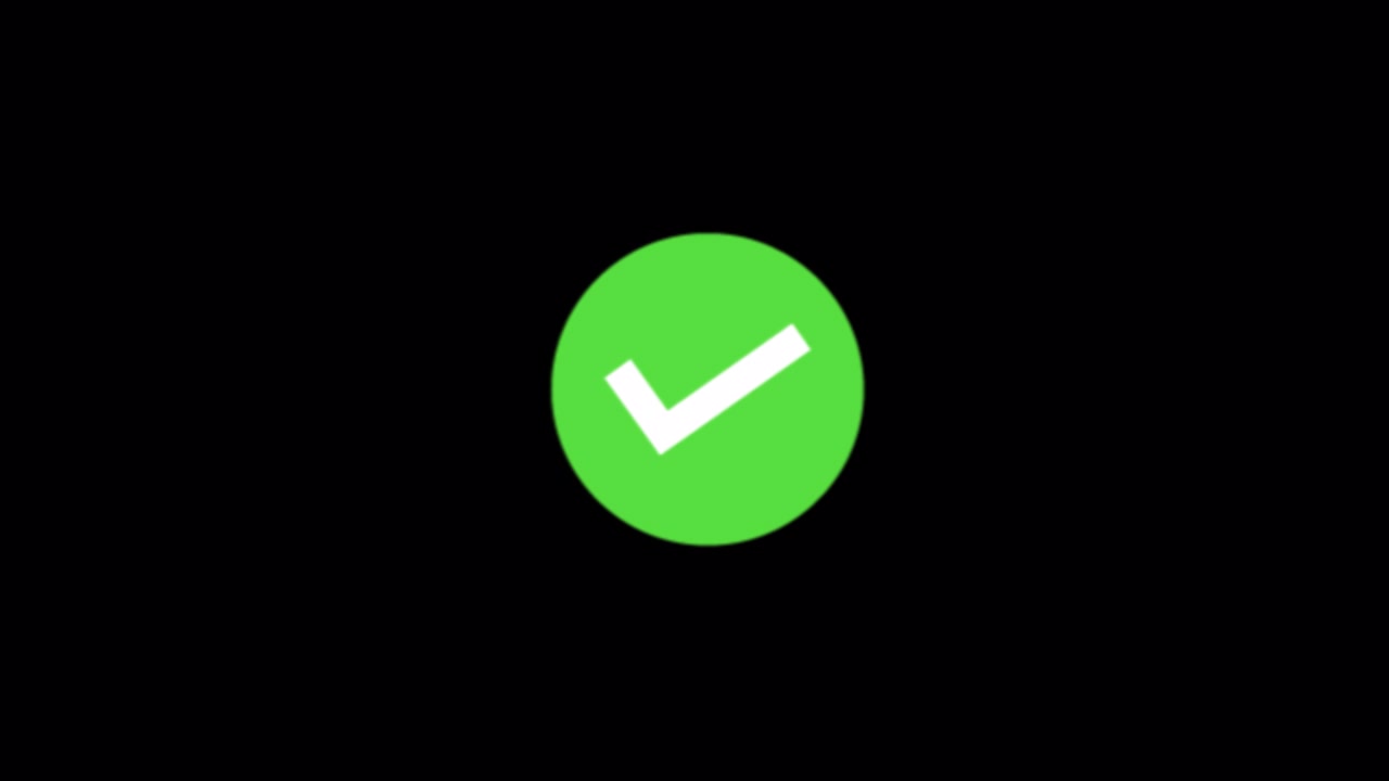 Green Checkmark Icon on Black Background