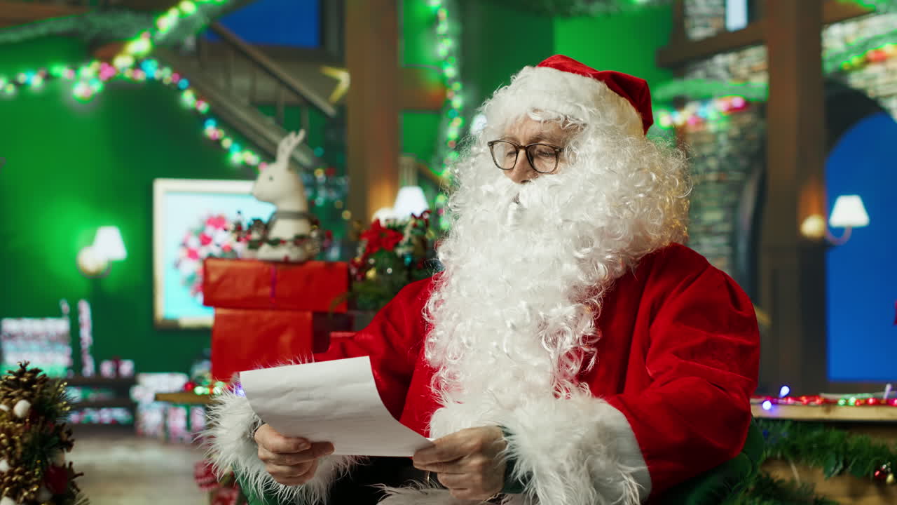 산타클로스가 크리스마스 편지를 읽는 것