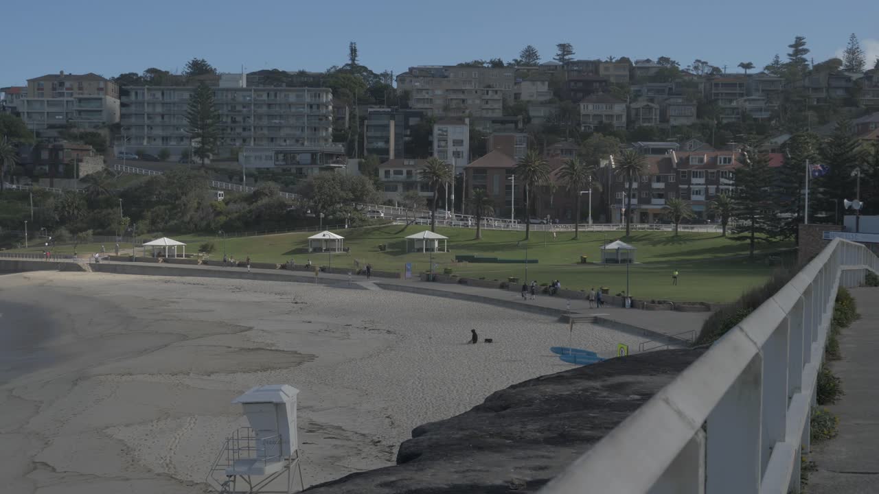 Panoramic View Of Bronte Beach From Coastal Walk - Coronavirus Pandemic - Sydney, NSW, Australia. - panning left