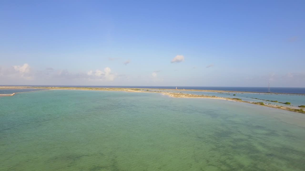Aerial view of a tropical coastline with turquoise water