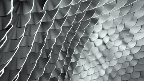 abstract close up silver dragon scales animation hintergrund. 4k 3d nahtlose schleife futuristische technologie bewegungsdesign, geschichtete kunstmuster ornamente textur hintergrund, schleife animierte tapete.