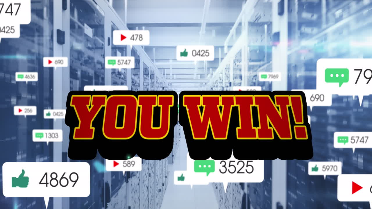 당신이 승리 텍스트와 숫자가 서버  ⁇ 에서 성장하는 애니메이션