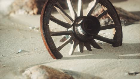 Large-wooden-wheel-in-the-sand