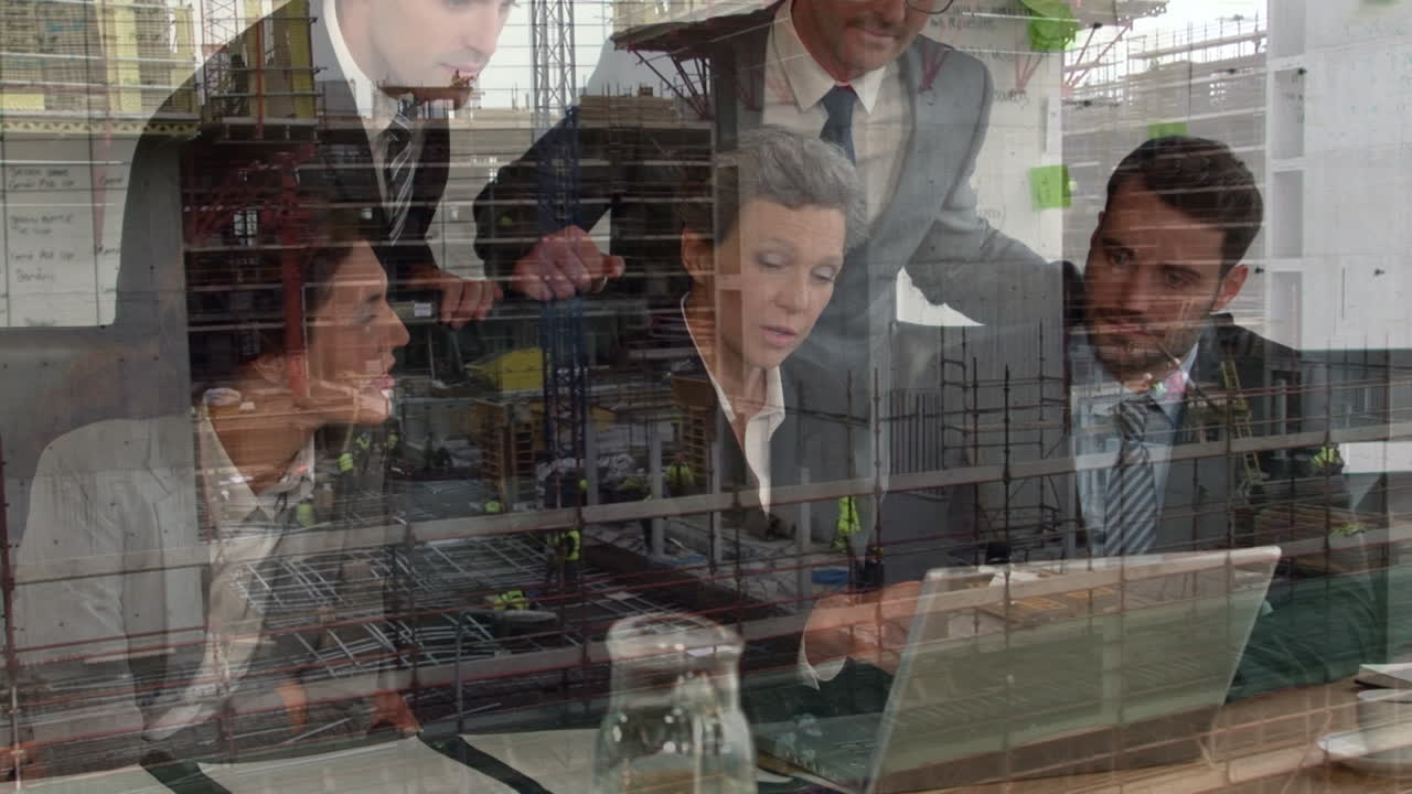 다양한 사업가들이 이야기하는 도시 풍경의 애니메이션