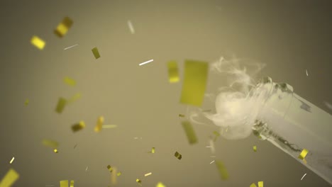 animación de confeti de oro cayendo sobre el champán que se está abriendo