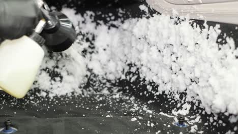 car interior cleaning with foam