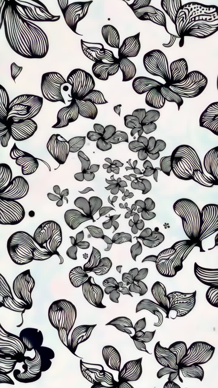 Black and White Abstract Floral Pattern