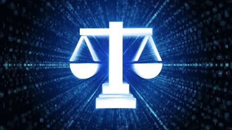 justice icon digital cyber space loop technology tunnel animation labor law lawyer attorney at law
