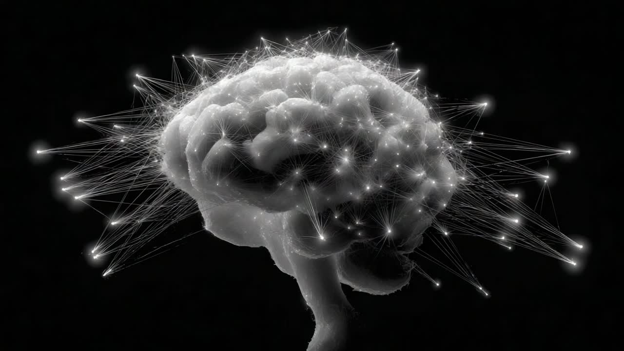 A Stunning Visualization of the Human Brain with Neural Connections Illuminated, Showcasing the Complexity and Beauty of Neuroscience in a Captivating Display
