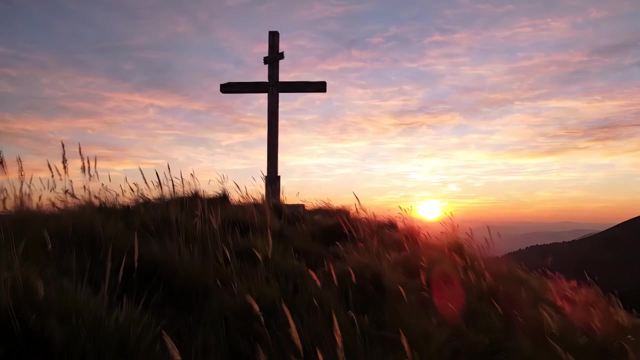 Christliches Kreuz Himmlisches Licht Anbetungshintergrund 4K