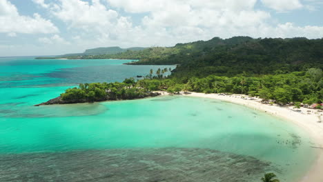 aerial shot of beautiful tropical panorama of rincon bay.samana peninsula,wonderful rincon beach,dominican republic.