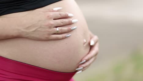 pregnant woman doing sports fitness for pregnant women pregnant woman is engaged in physical exercise in the nature fitness for pregnant moms