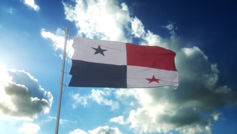 flag of panama waving at wind against beautiful blue sky