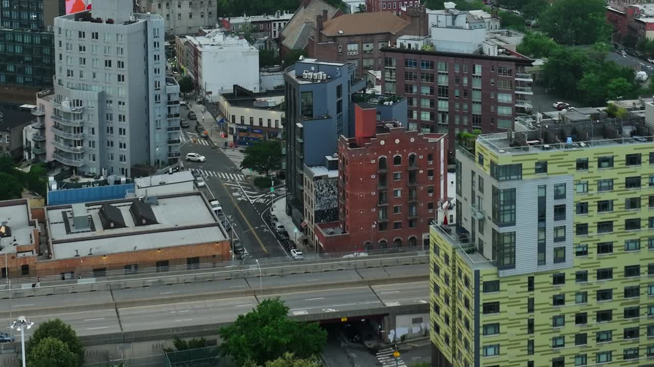 Captivating aerial view of urban streets in New York USA captured by drone