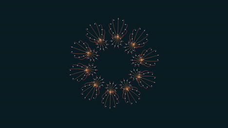 Spiraling lines and dots create intricate circular design