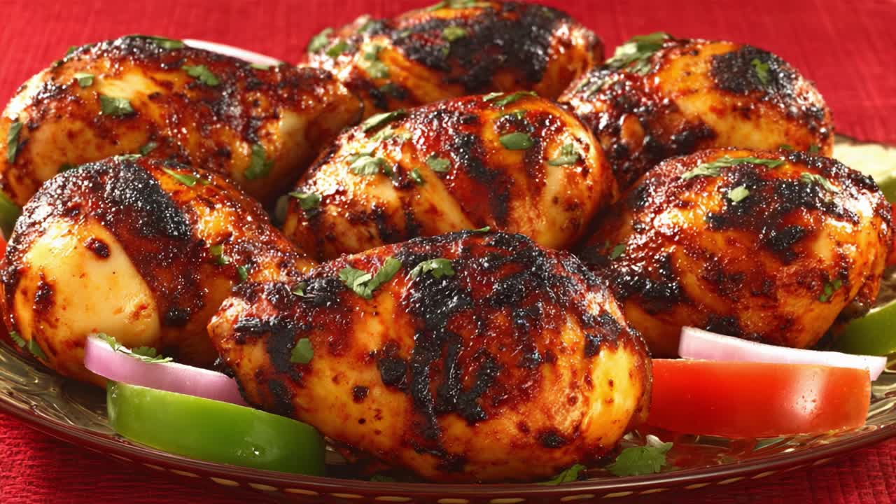 Succulent Spiced Grilled Drumstick Delights: A Vibrant Feast of Flavorful Chicken Cooked to Perfection with Aromatic Herbs and Vibrant Vegetables on a Glorious Platter
